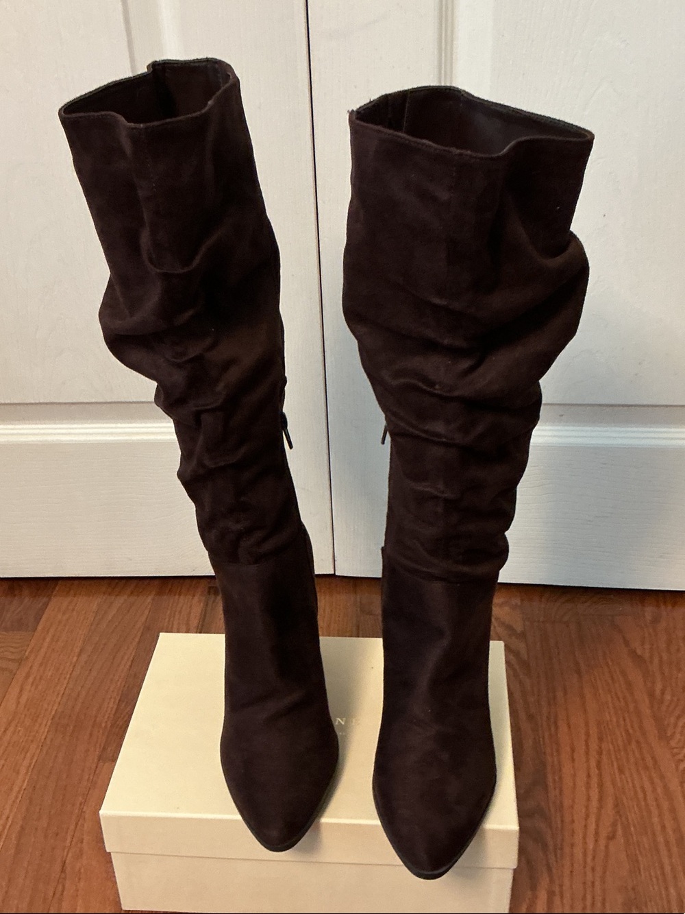 Charles David Dark Brown Suede Like (textile) Slouchy Knee-High Boots